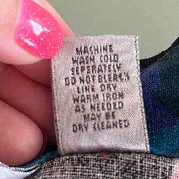 Chico’s Woman Blouse/Tunic Large button down Linen  3/4 sleeves Tropical print - Picture 16 of 17